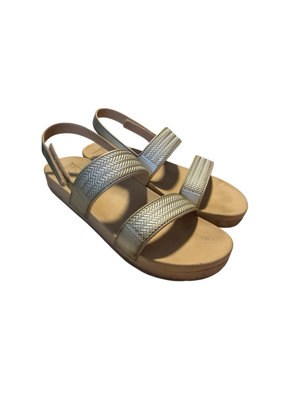 Reef Girls Sport Sandals Tan Double Strap Hook Loop Comfort Sandals Size 5